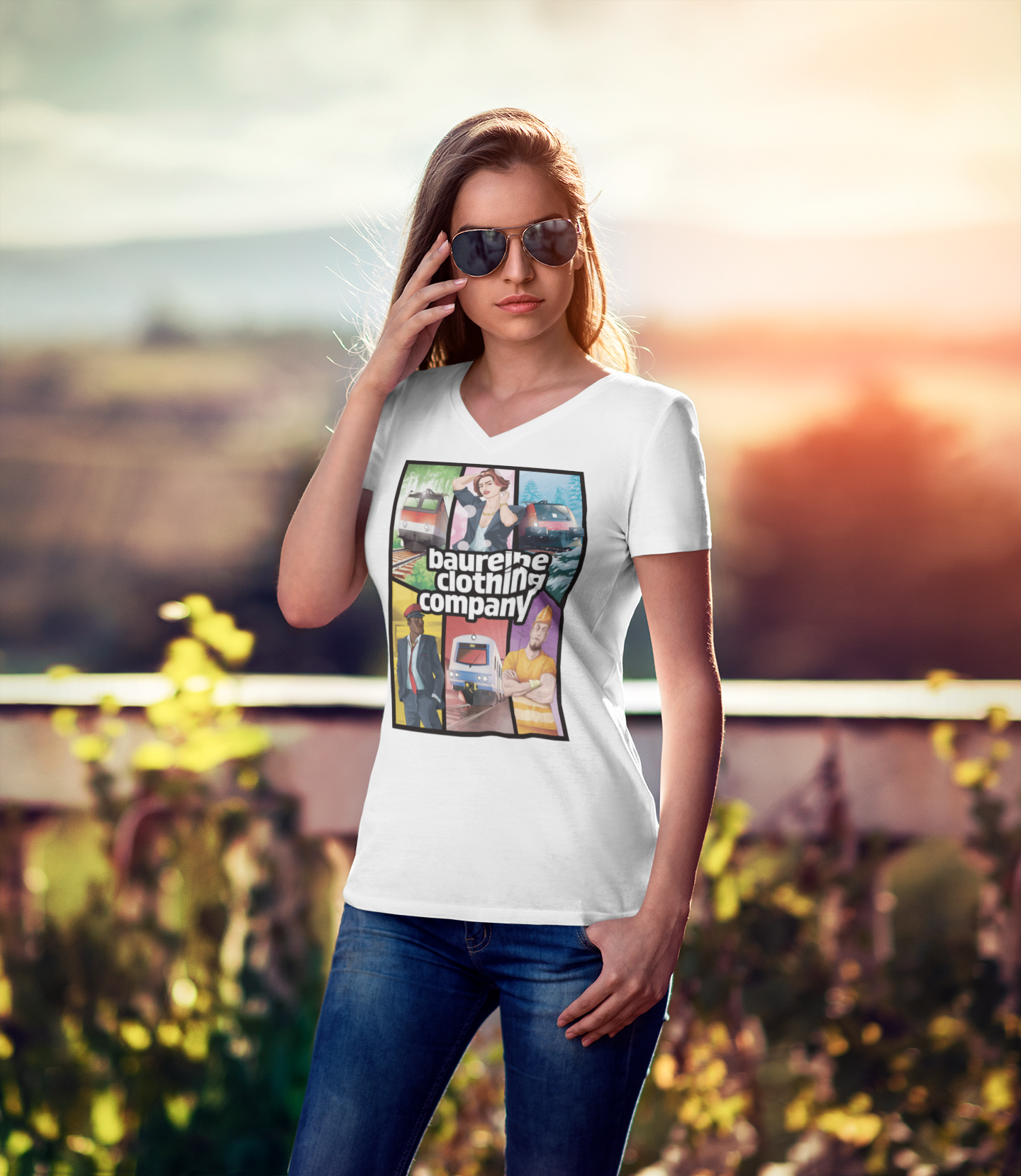 BauReihe Clothing GTA Women Short Sleeve V-Neck T-Shirt